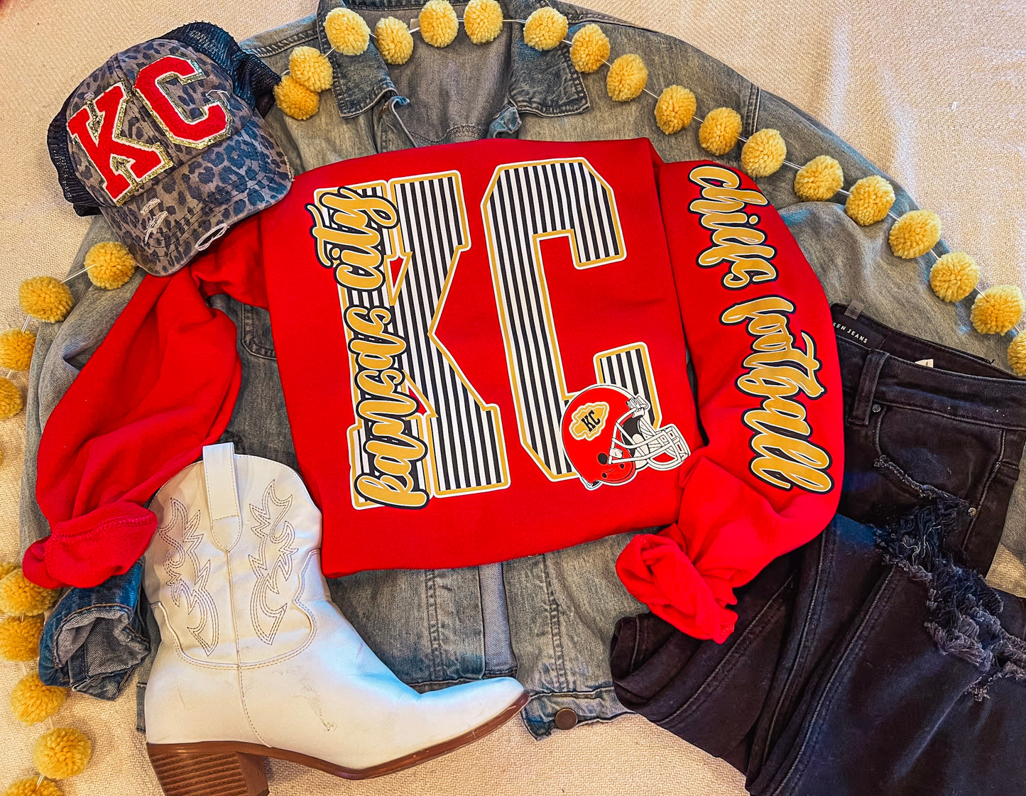 KC STRIPES SLEEVE SWEATSHIRT (RED SW)