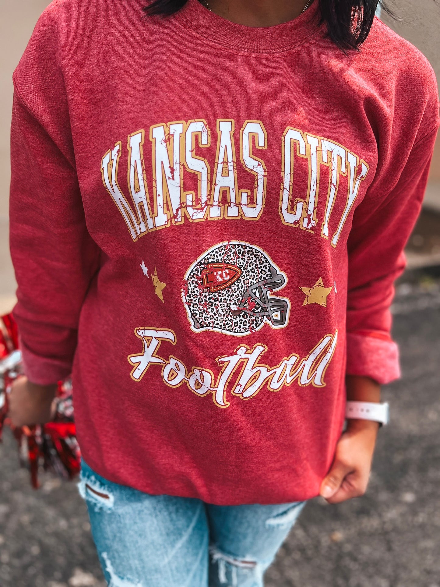 VINTAGE RED KANSAS CITY FOOTBALL SWEATSHIRT (H. RED SW)