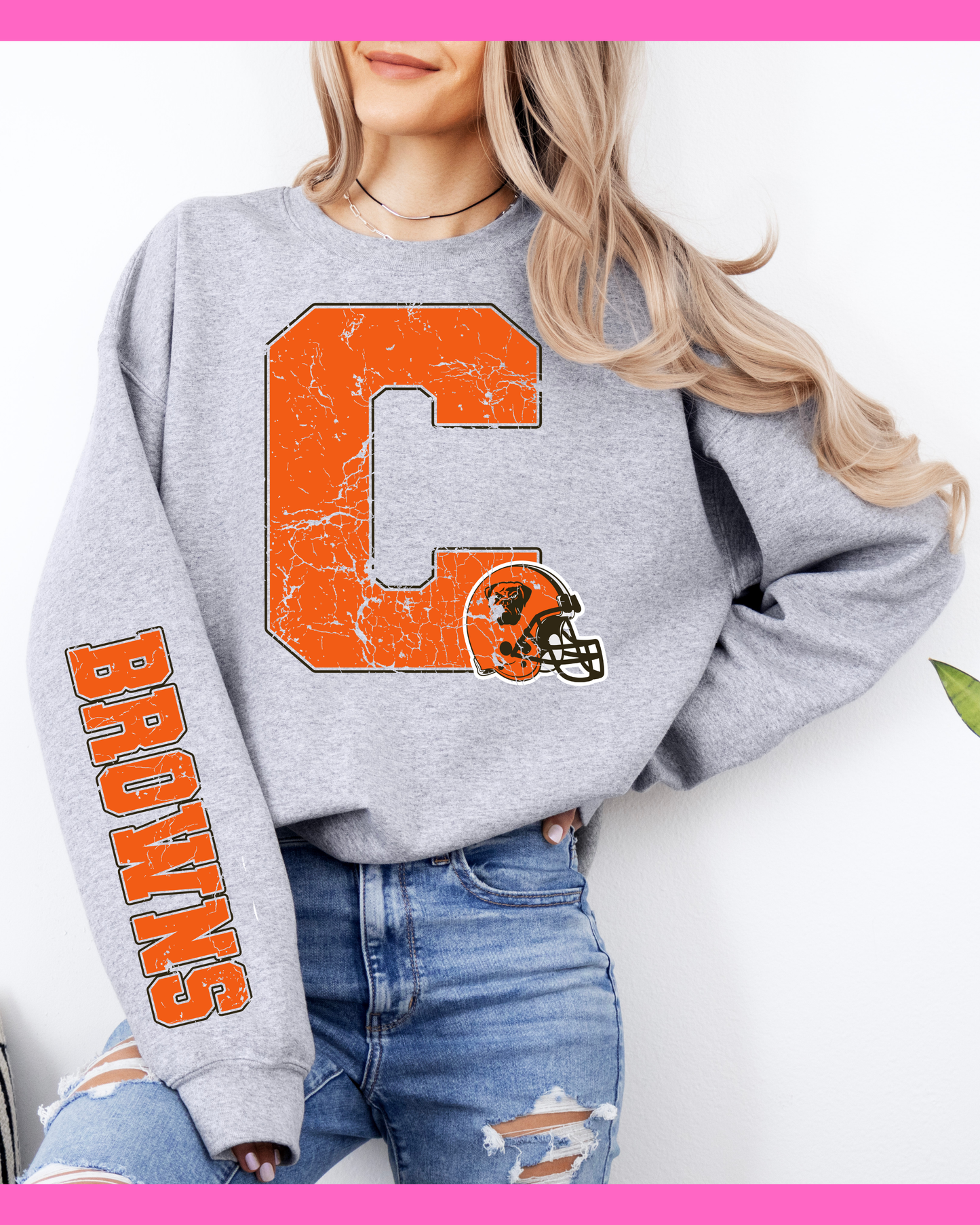 BROWNS VARSITY SLEEVE SWEATSHRIT (S. GREY)