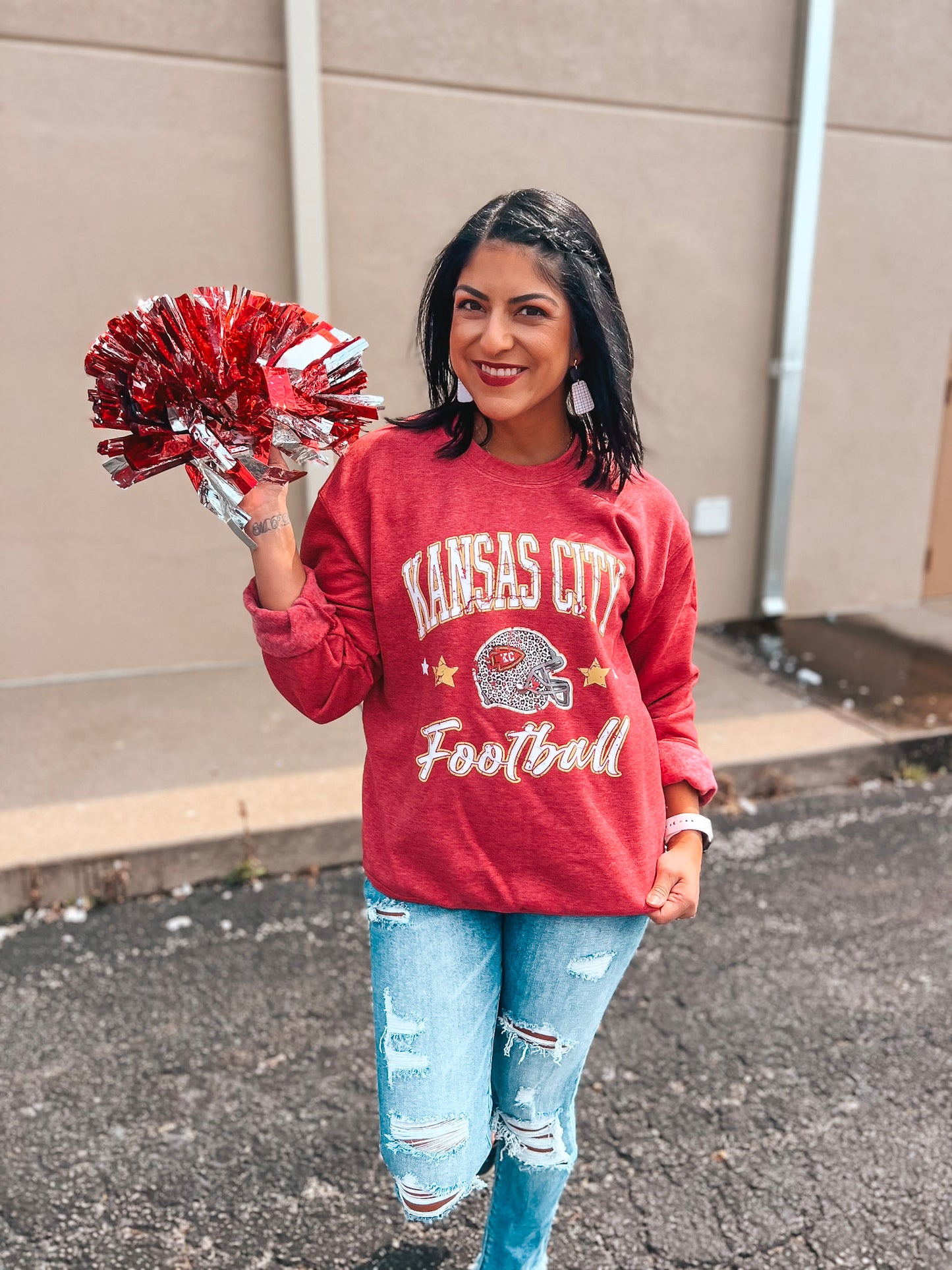 VINTAGE RED KANSAS CITY FOOTBALL SWEATSHIRT (H. RED SW)