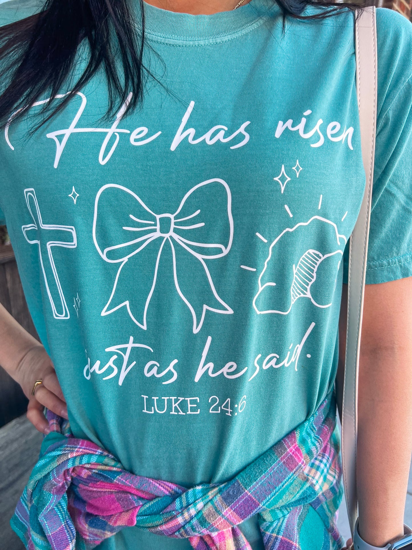 HE IS RISEN TEE (SEAFOAM)