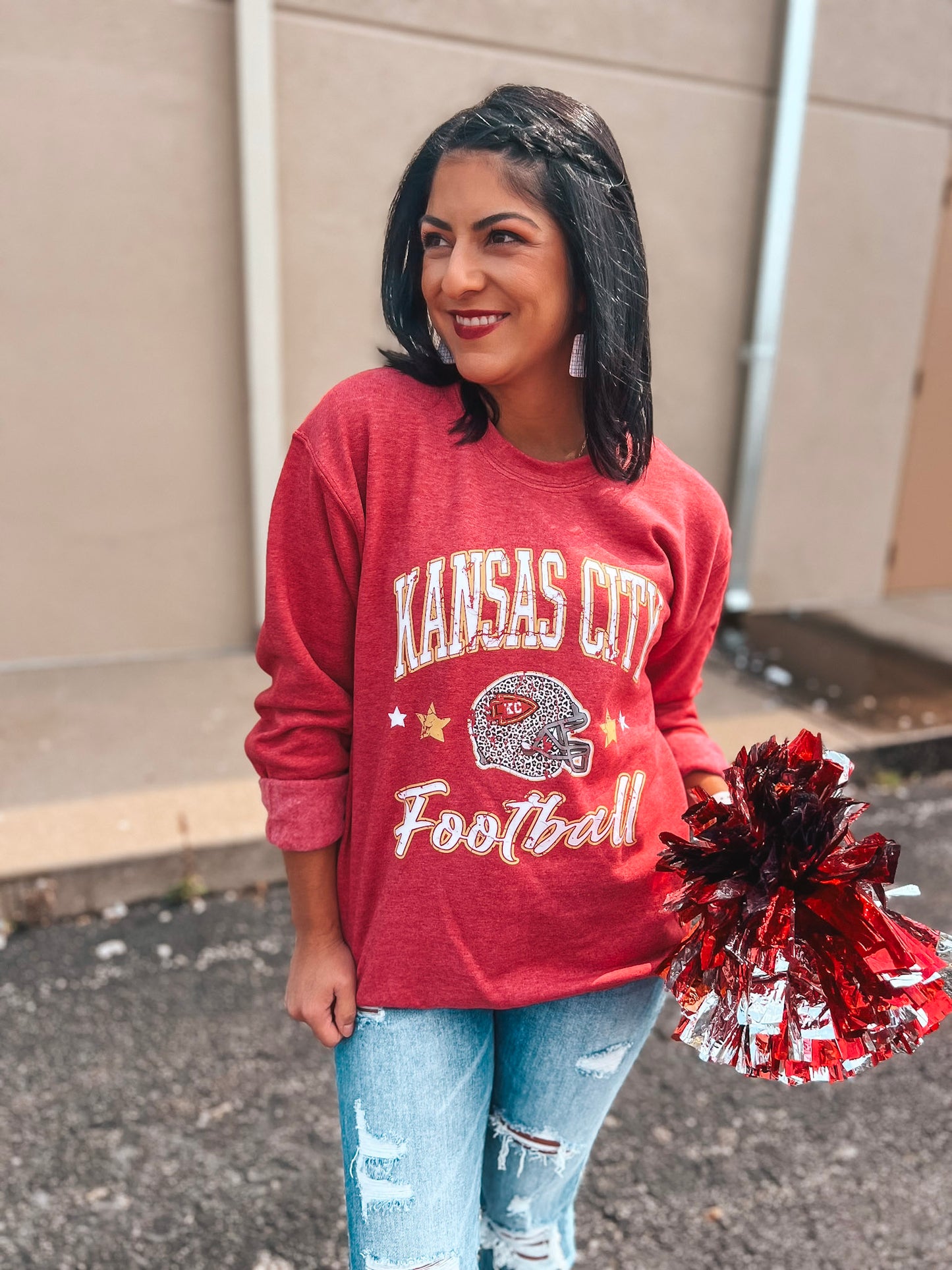 VINTAGE RED KANSAS CITY FOOTBALL SWEATSHIRT (H. RED SW)