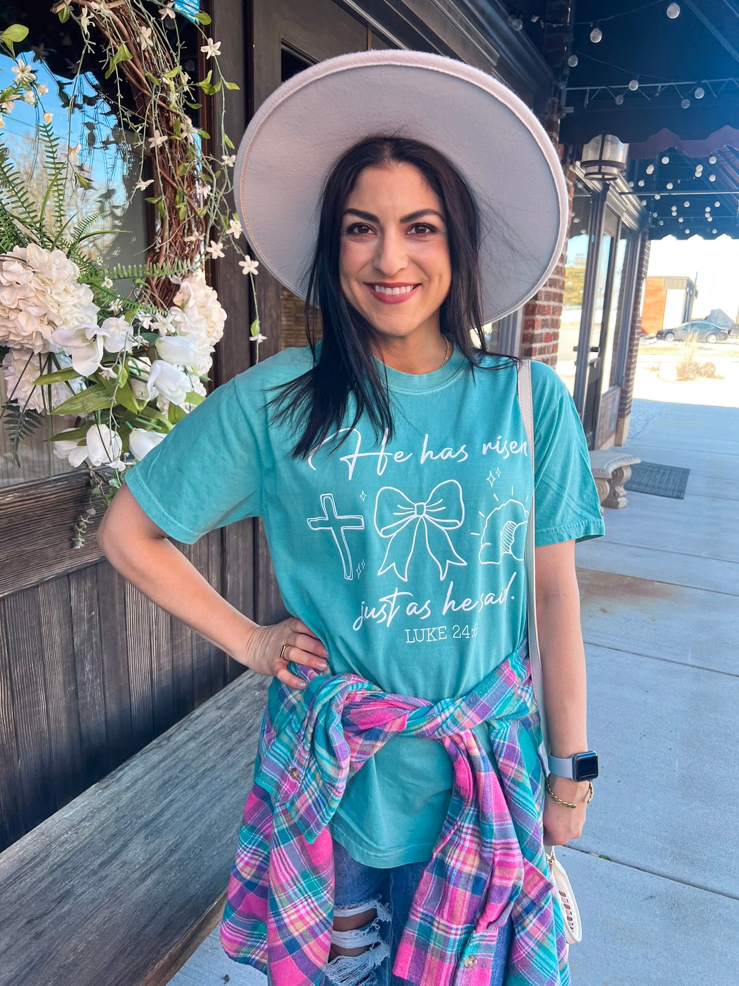 HE IS RISEN TEE (SEAFOAM)
