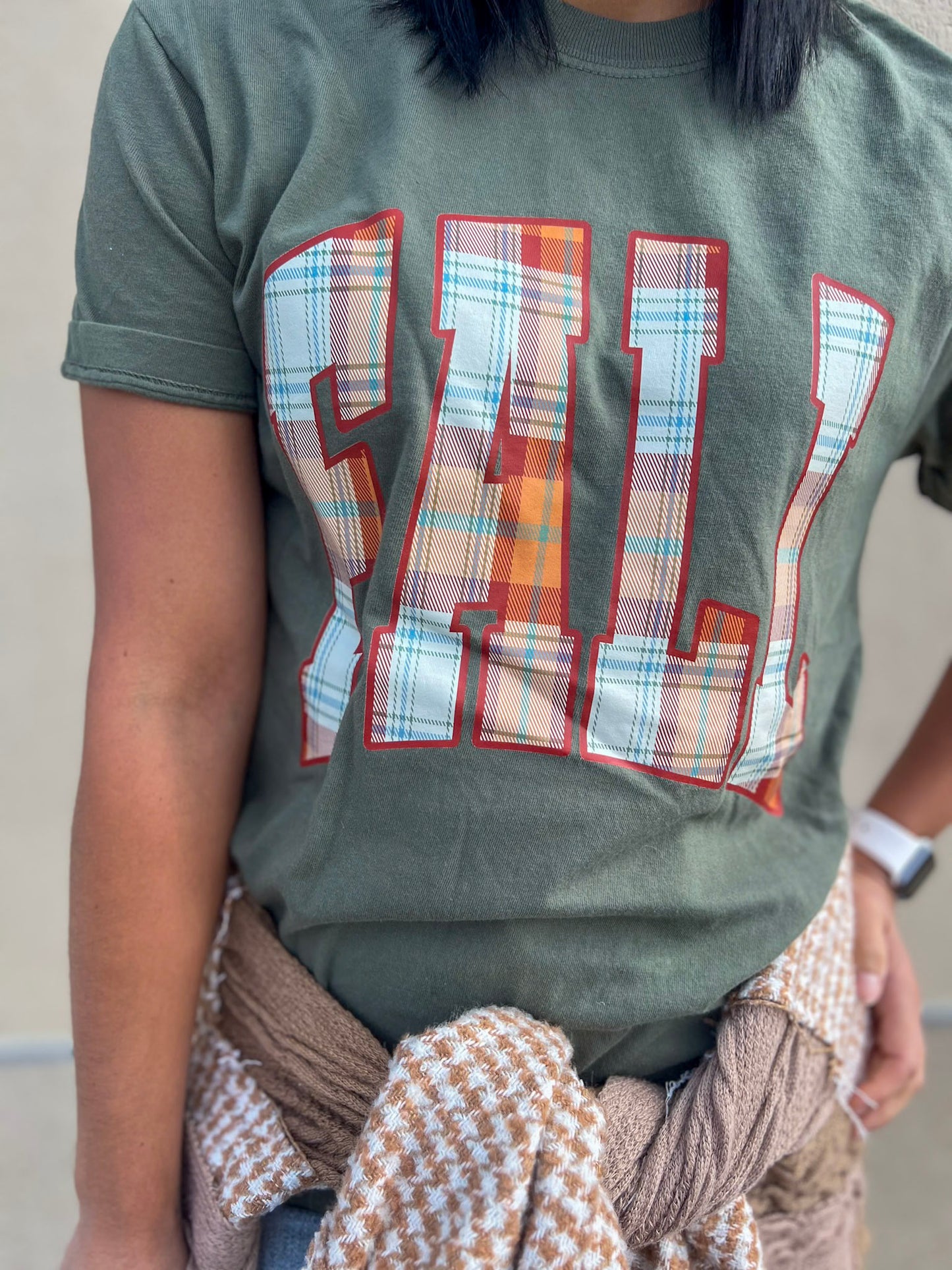 SAGE FALL PLAID TEE