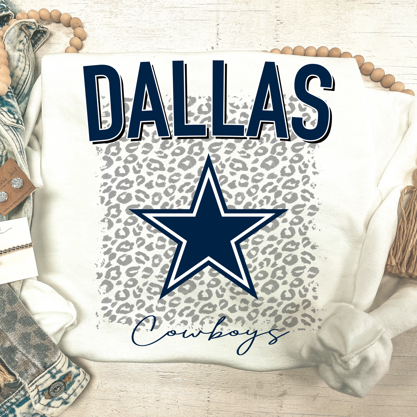 COWBOYS VINTAGE LEOPARD SWEATSHIRT