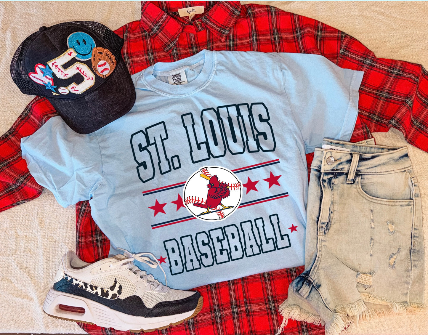 ST LOUIS BASEBALL STARS AND STRIPES TEE (CHAMBRAY)