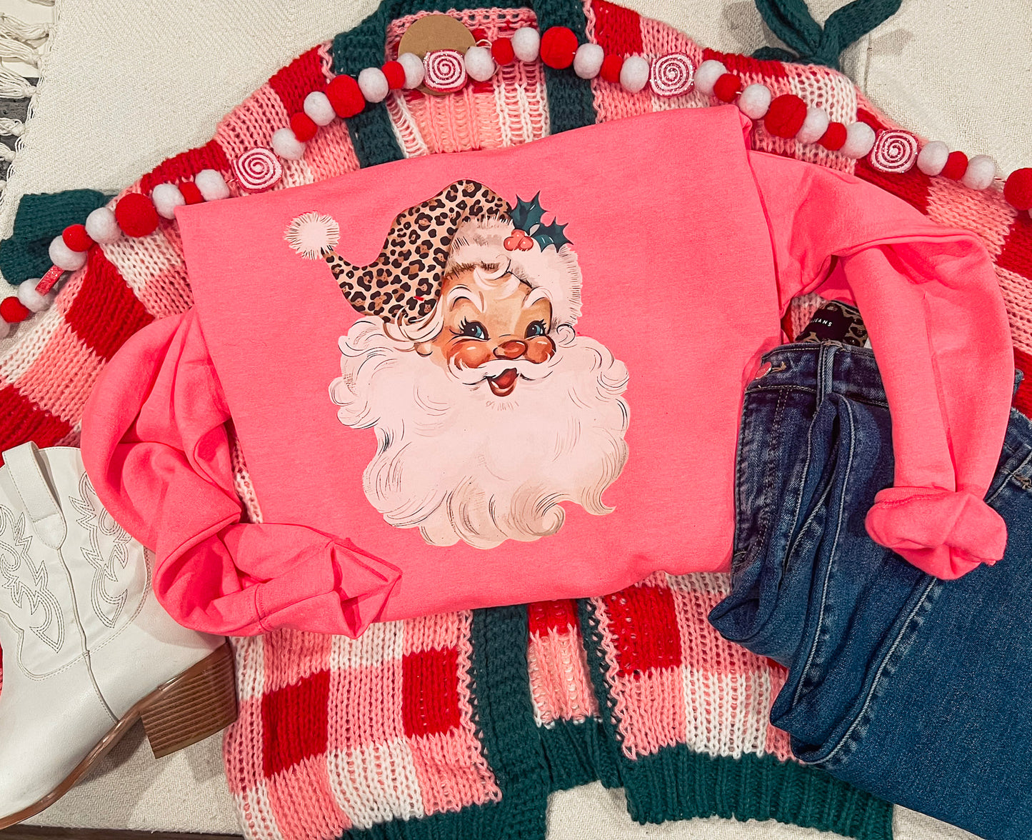 NEON PINK SANTA SWEATSHIRT (N. PINK)