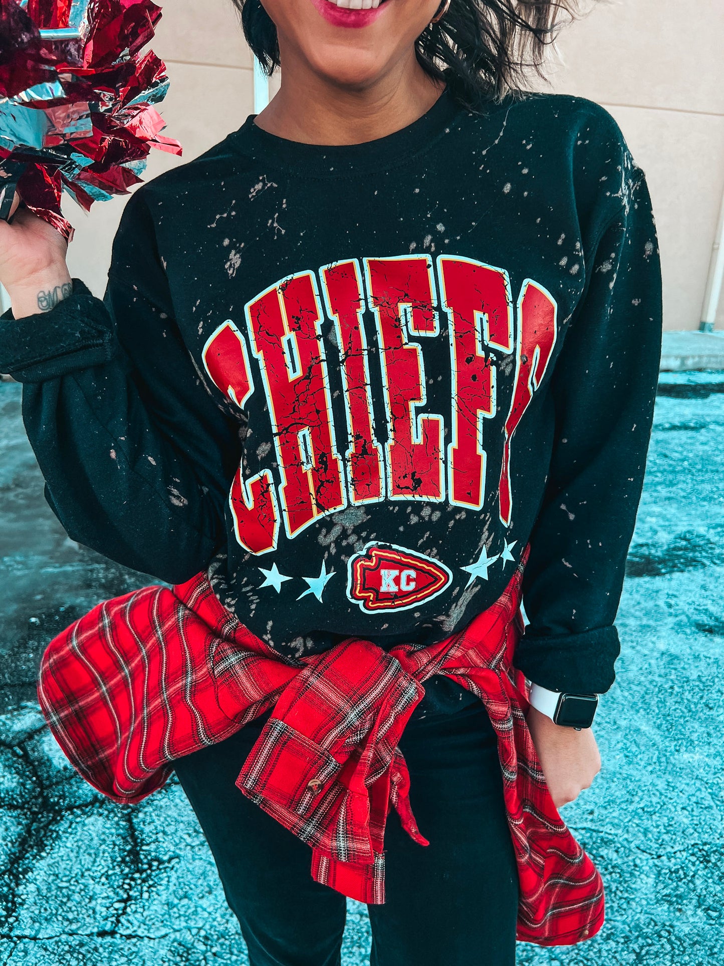 CHIEFS STARS BLEACHED SWEATSHIRT (BLK SW)