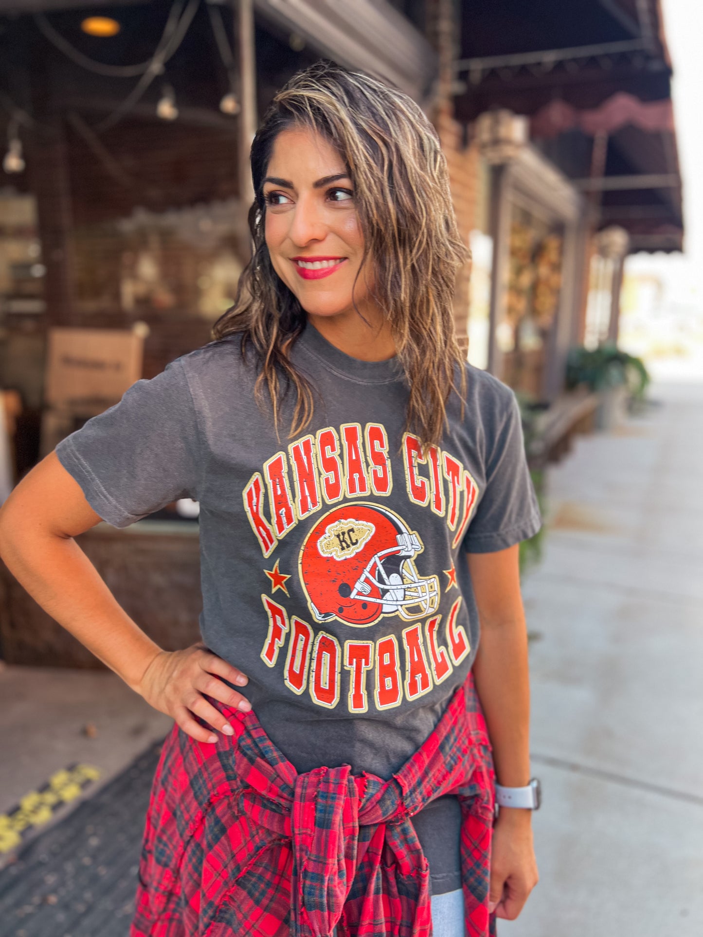 KANSAS CITY FOOTBALL FADED TEE (PEPPER)