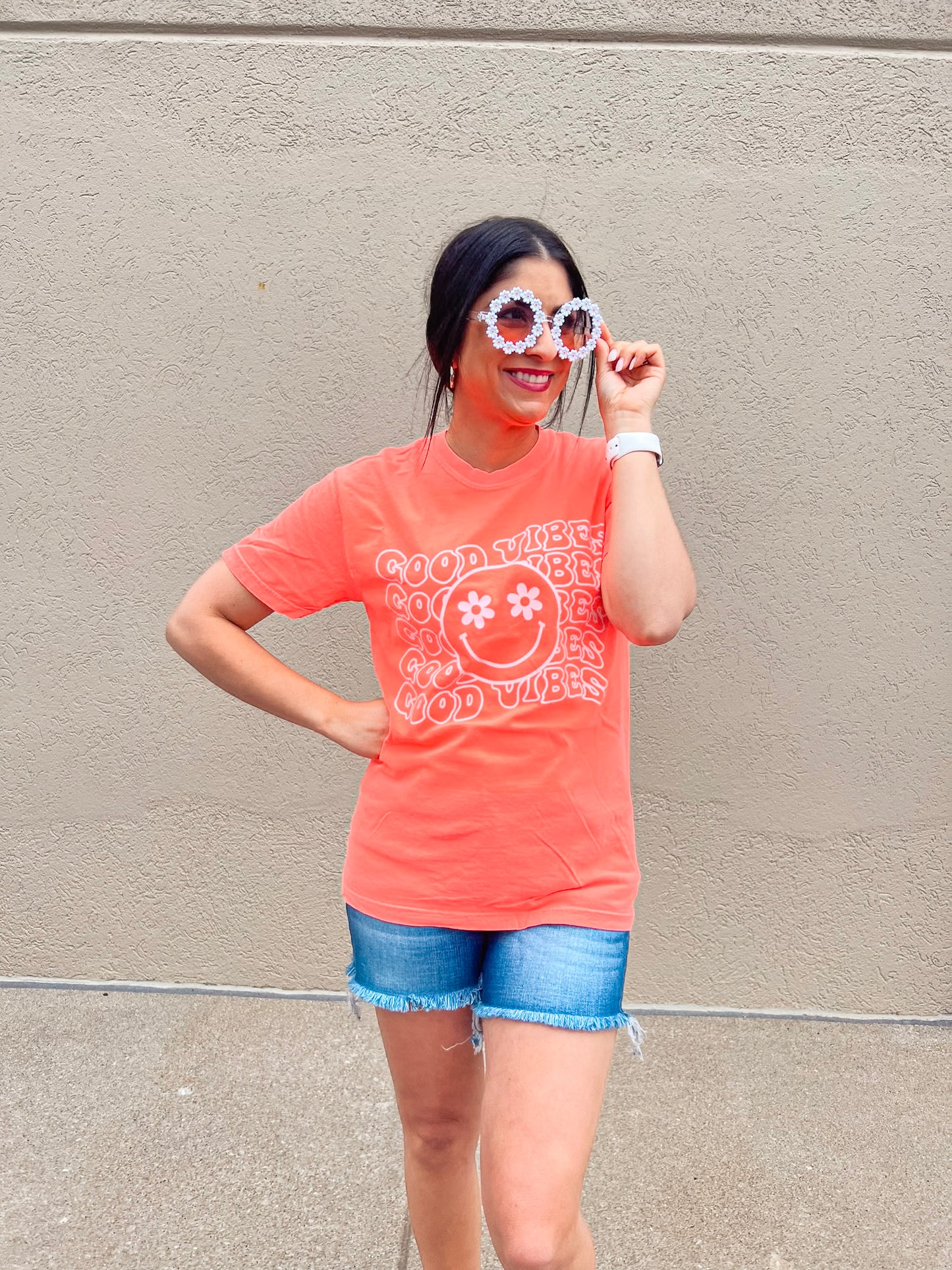 NEON ORANGE GOOD VIBES TEE