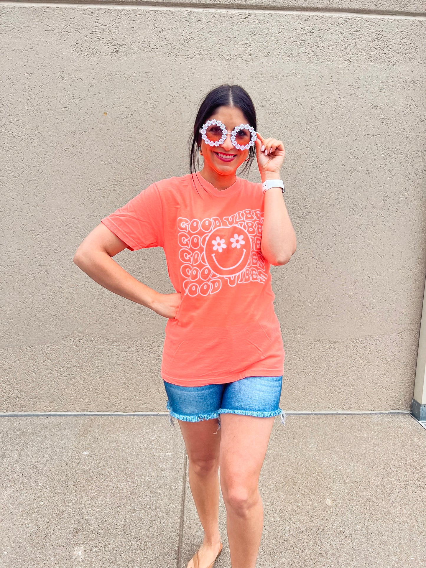 NEON ORANGE GOOD VIBES TEE