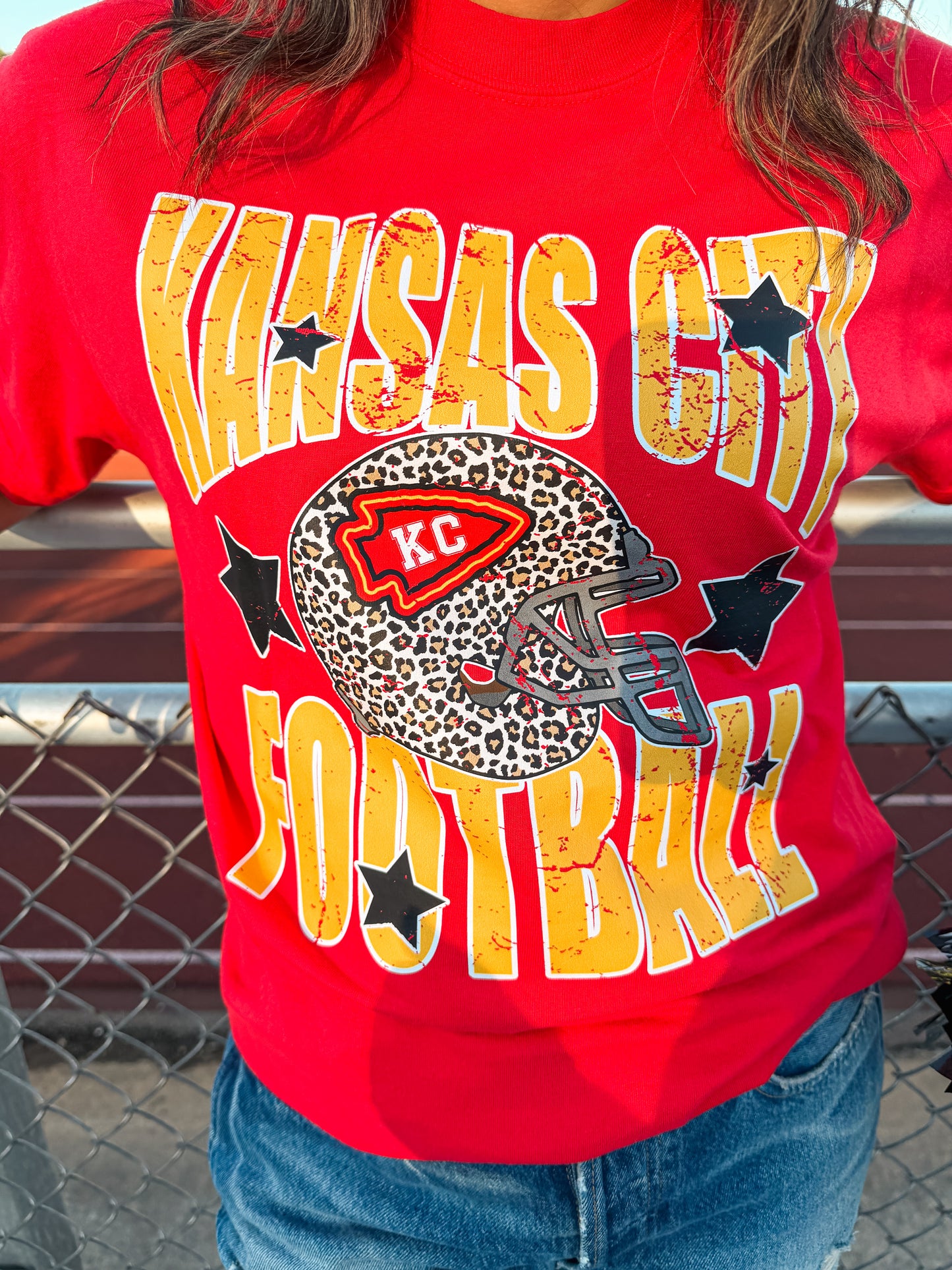 KANSAS CITY FOOTBALL FAVE STARS TEE (RED CC)