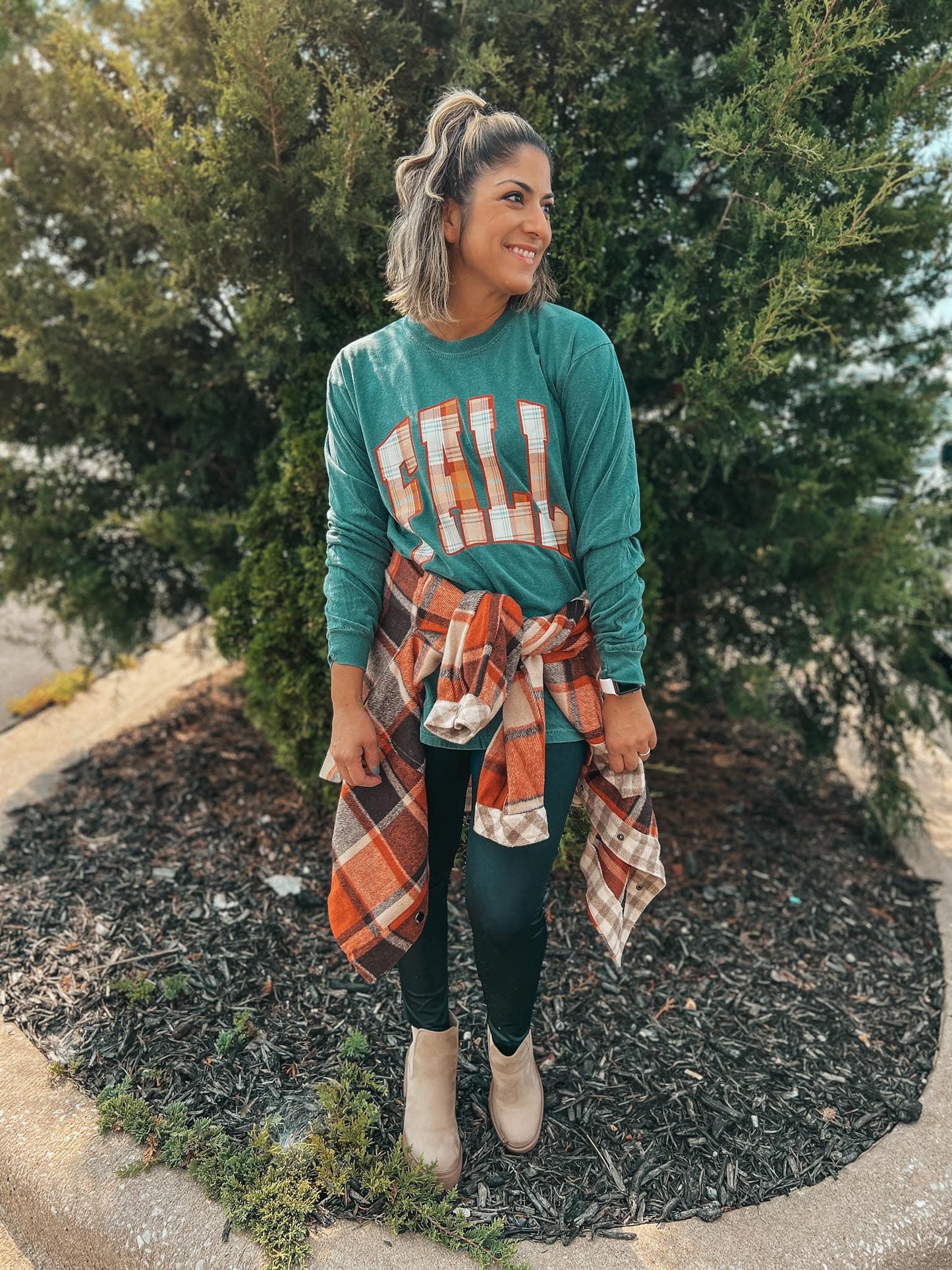 FALL PLAID TEE LONG SLEEVE
