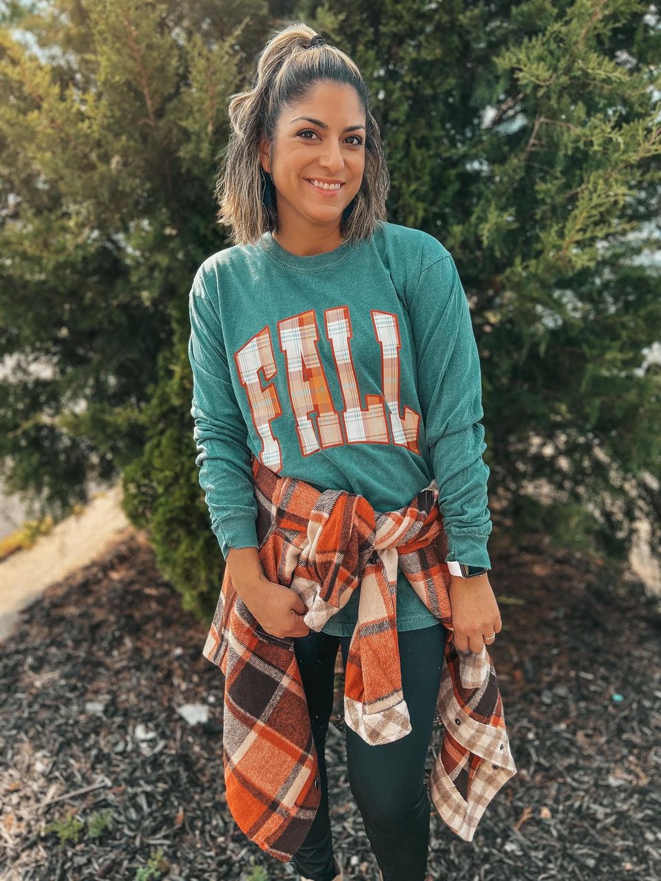 FALL PLAID TEE LONG SLEEVE
