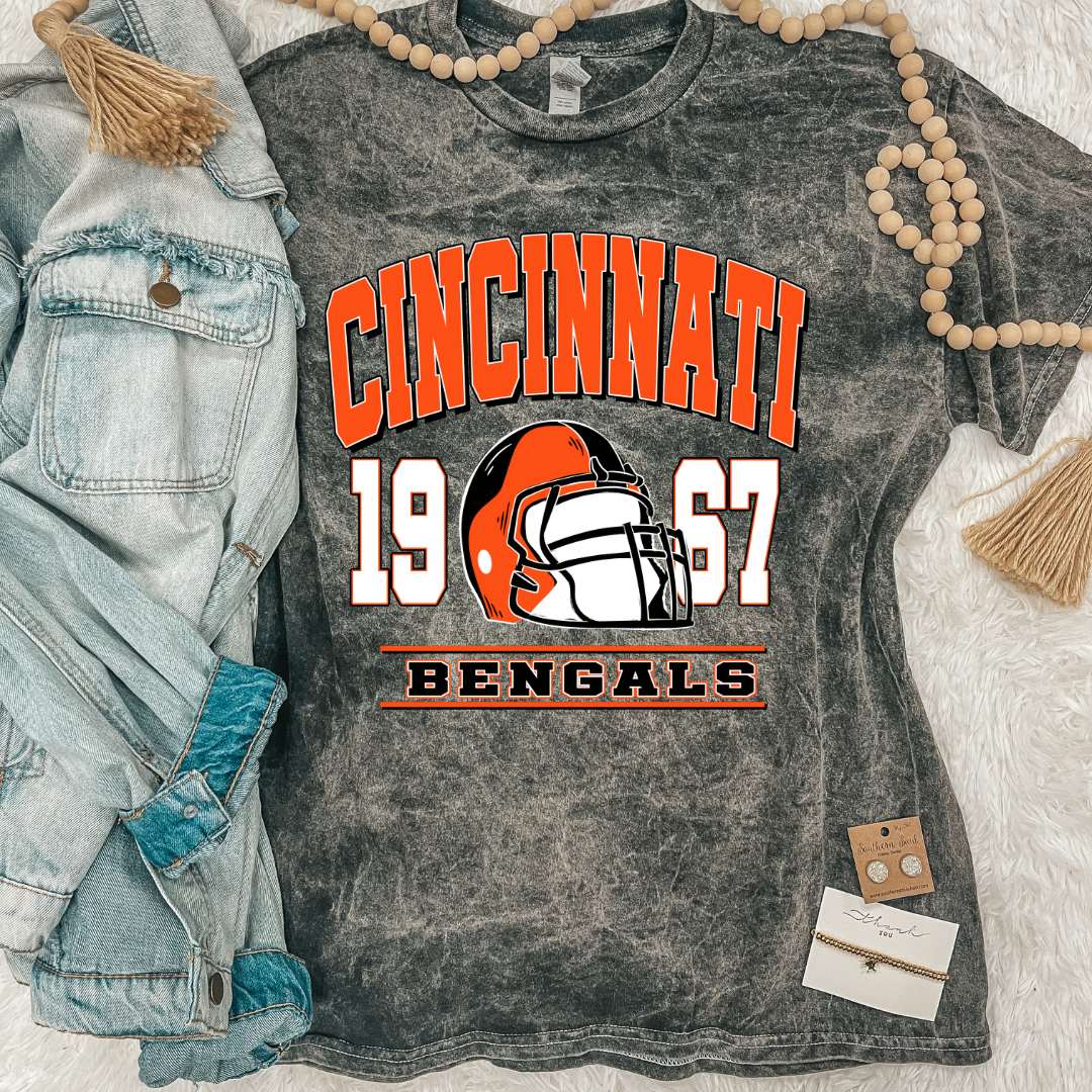 BENGALS ACID WASH TEE