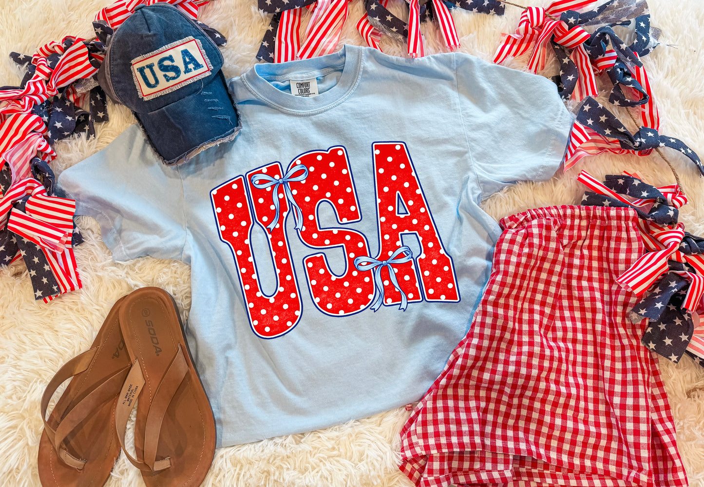 USA POLKA DOTS TEE (CHAMBRAY CC)