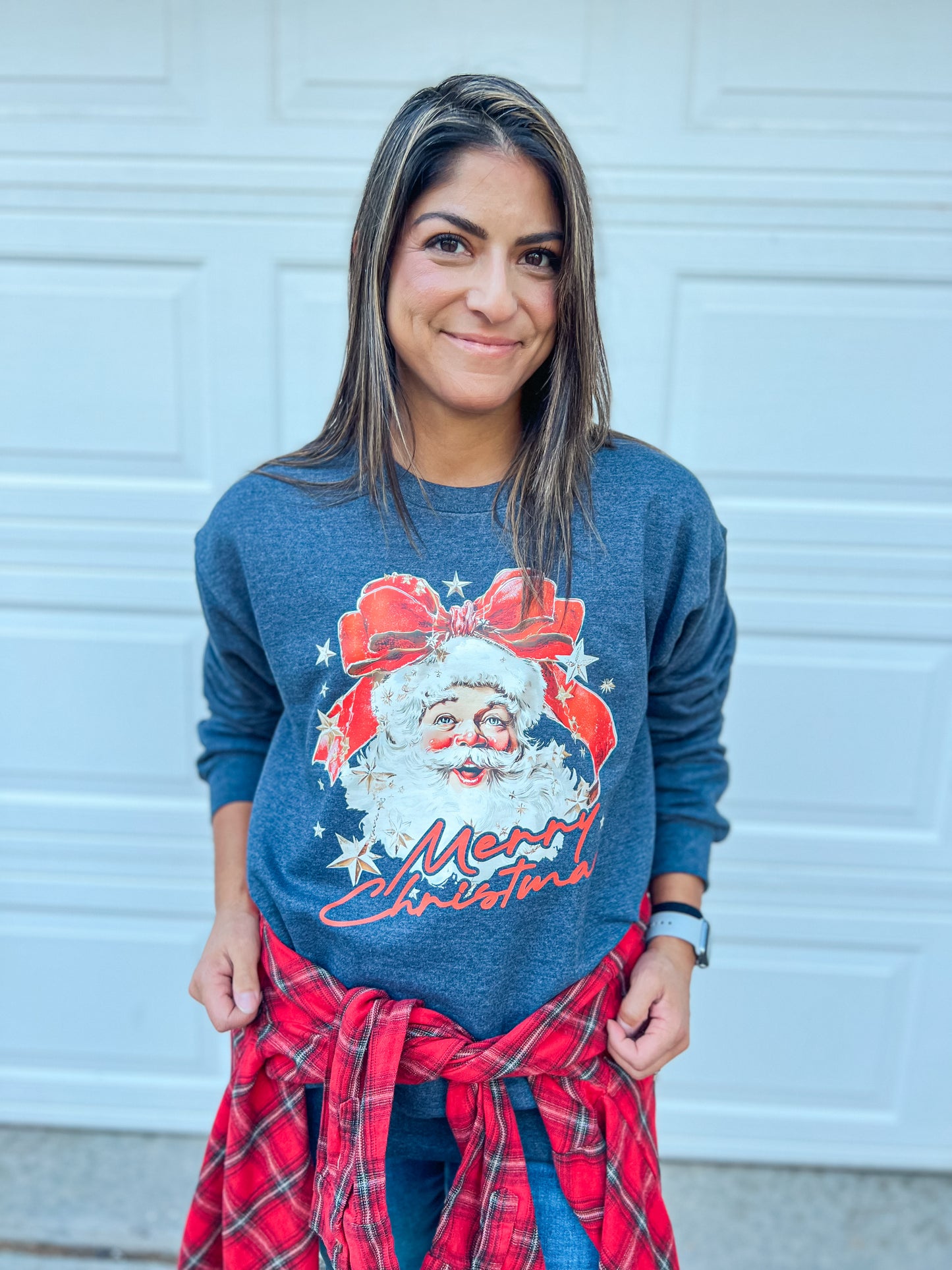 MERRY CHRISTMAS SANTA SWEATSHIRT (D. GREY)