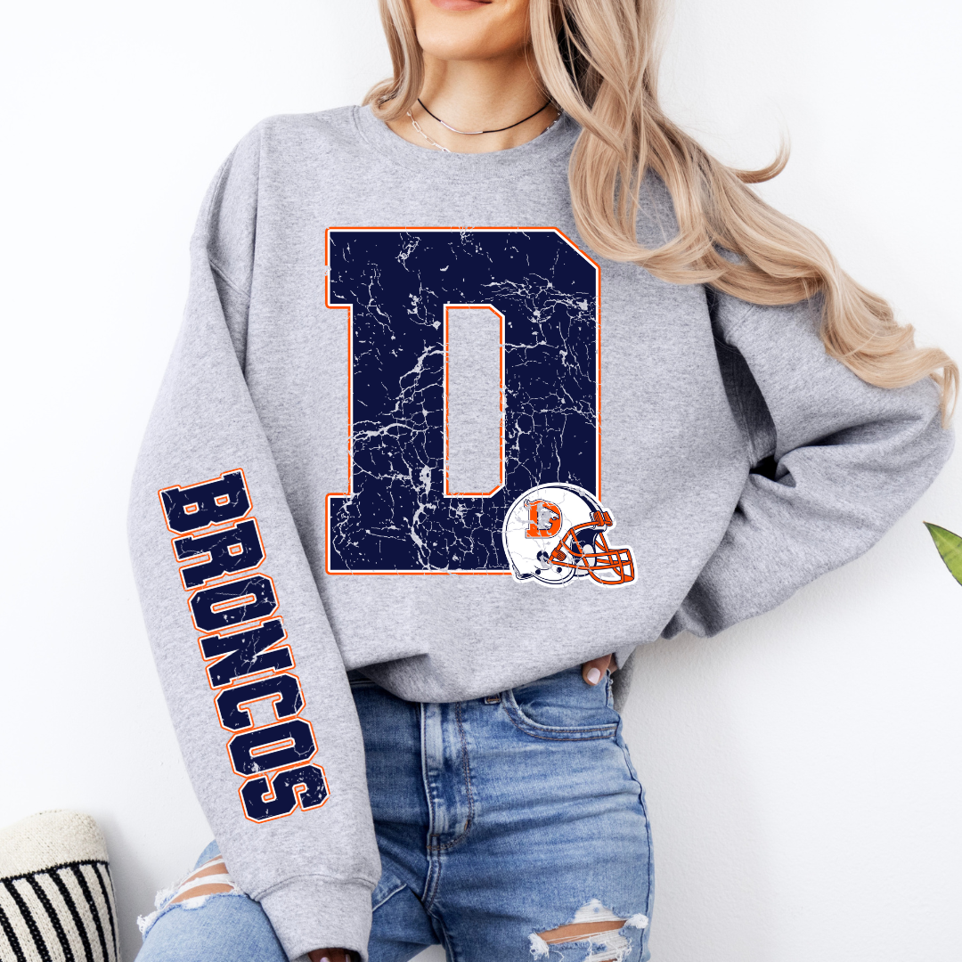 DENVER FOOTBALL VARSITY SLEEVE SWEATSHIRT (S. GREY)