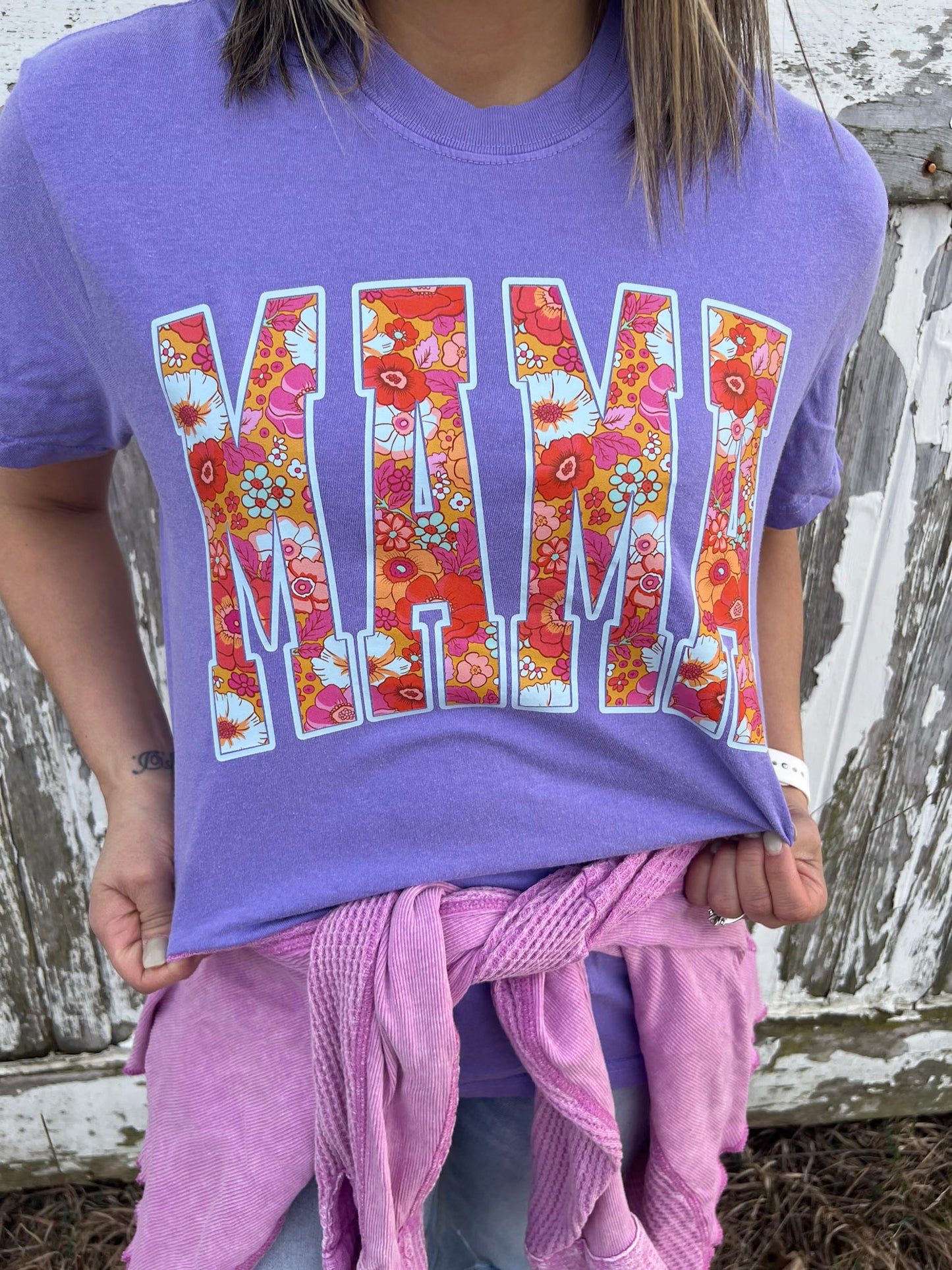 VIOLET FLORAL MAMA TEE
