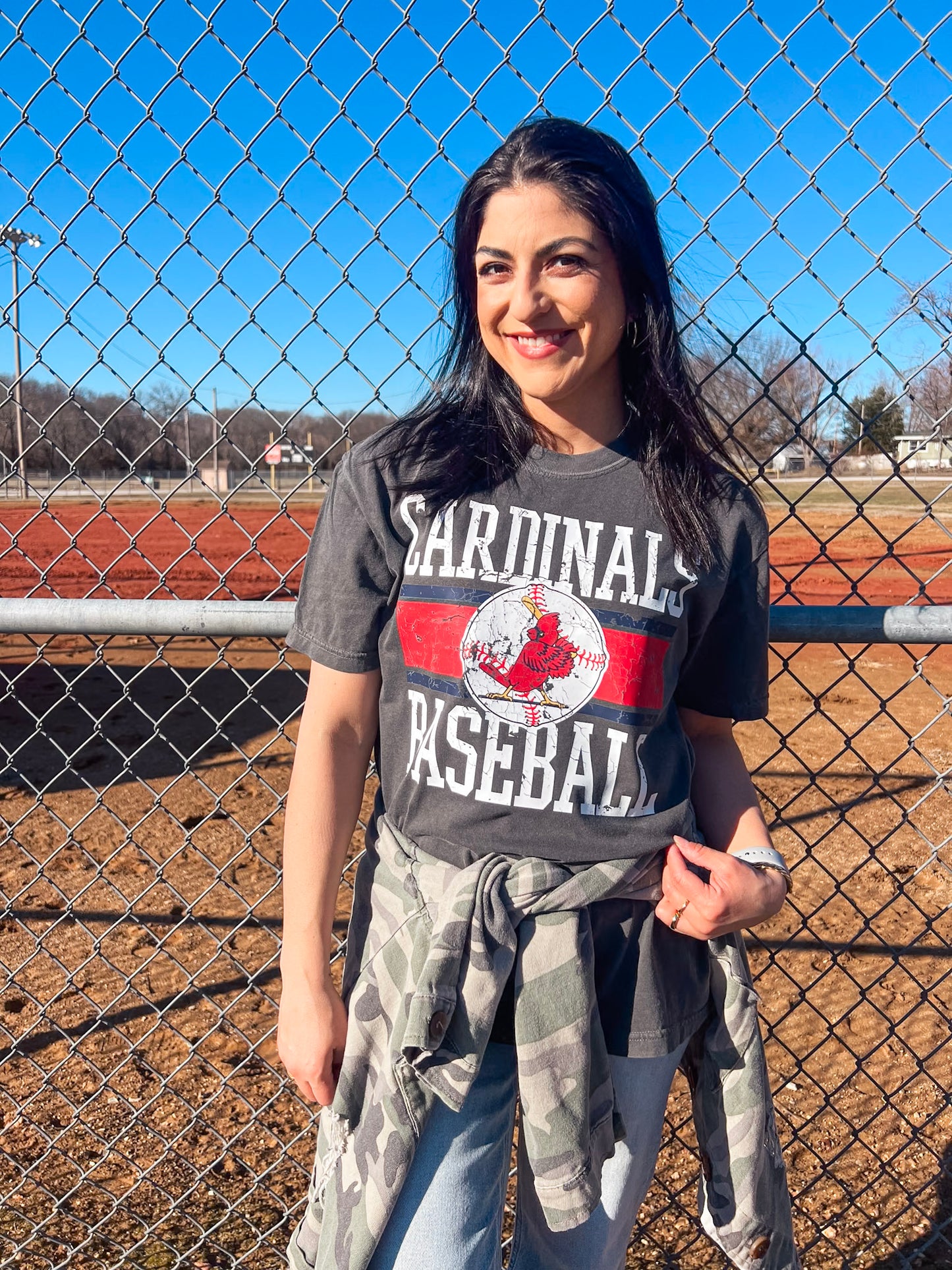 CARDINALS BASEBALL TRENDY BLOCK TEE (PEPPER CC)