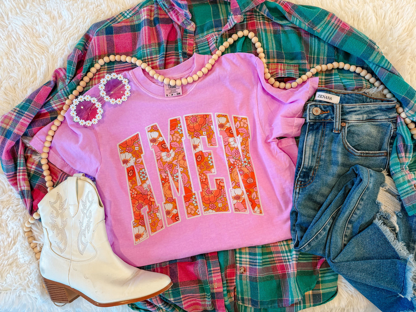 FLORAL AMEN TEE (N PURPLE)