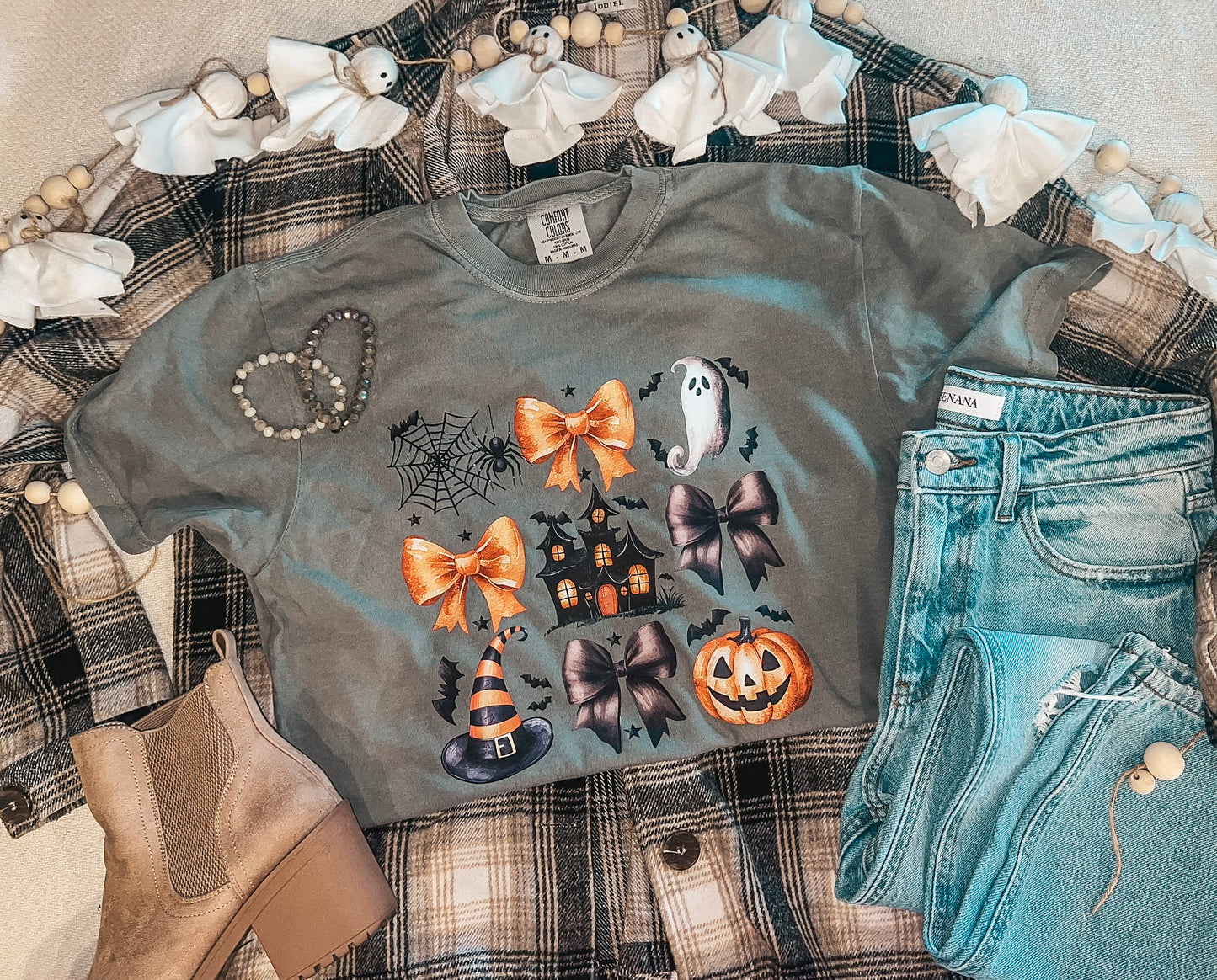 HALLOWEEN BOWS TEE (GREY CC)