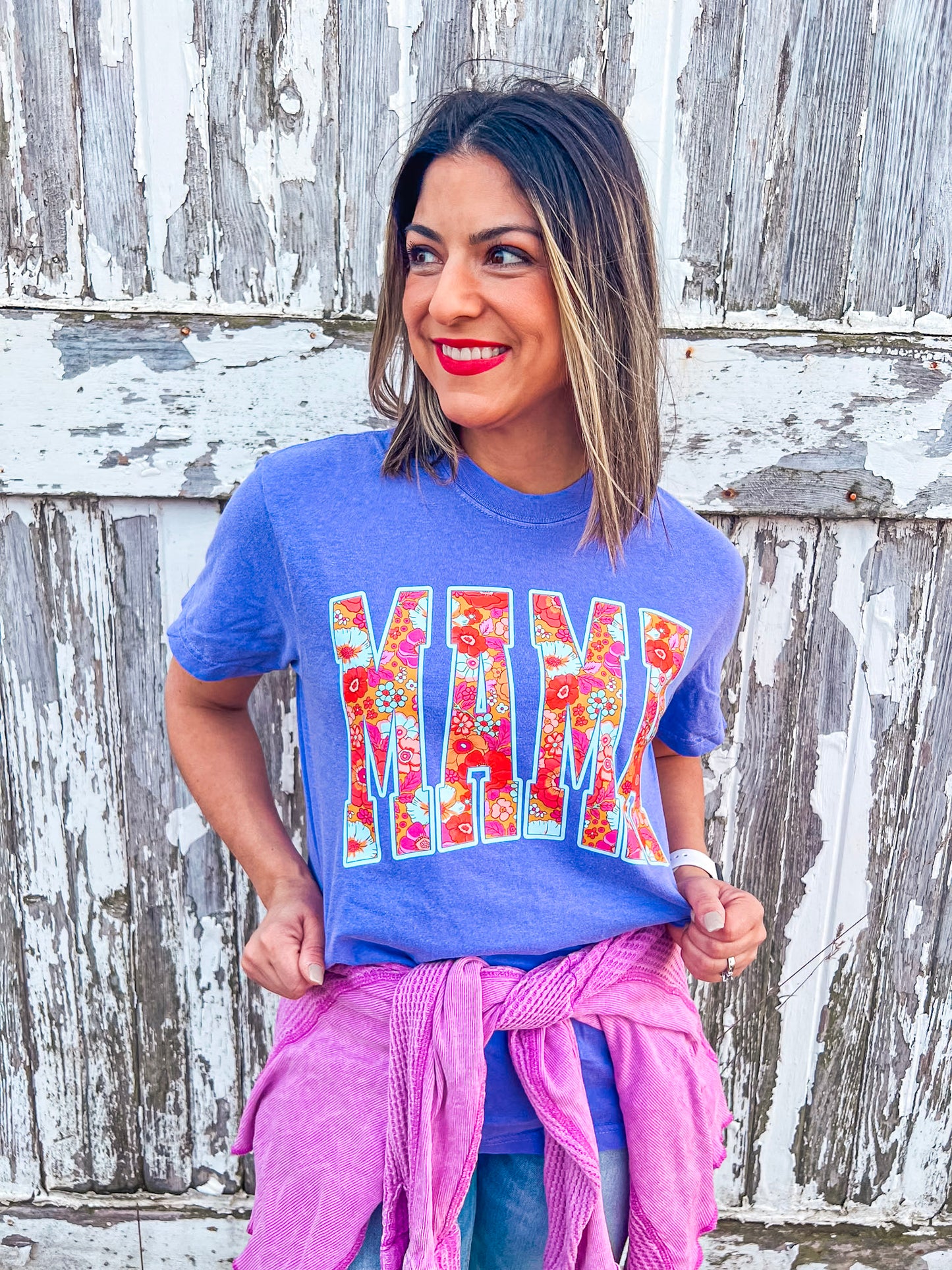 VIOLET FLORAL MAMA TEE