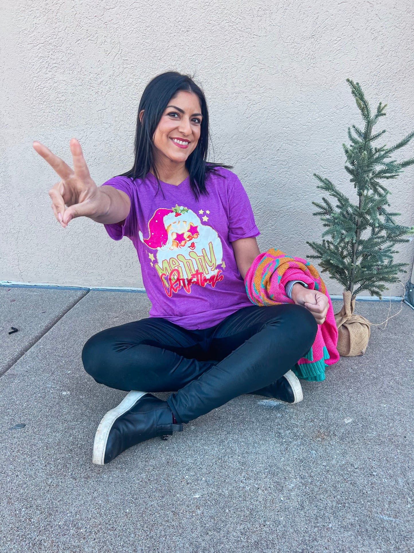 MERRY CHRISTMAS BRIGHT TEE (H.PURPLE)