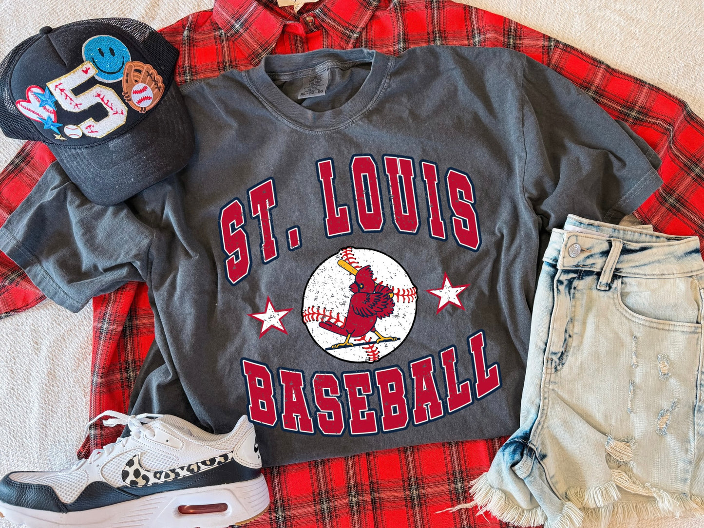ST LOUIS BASEBALL VINTAGE TEE (PEPPER)