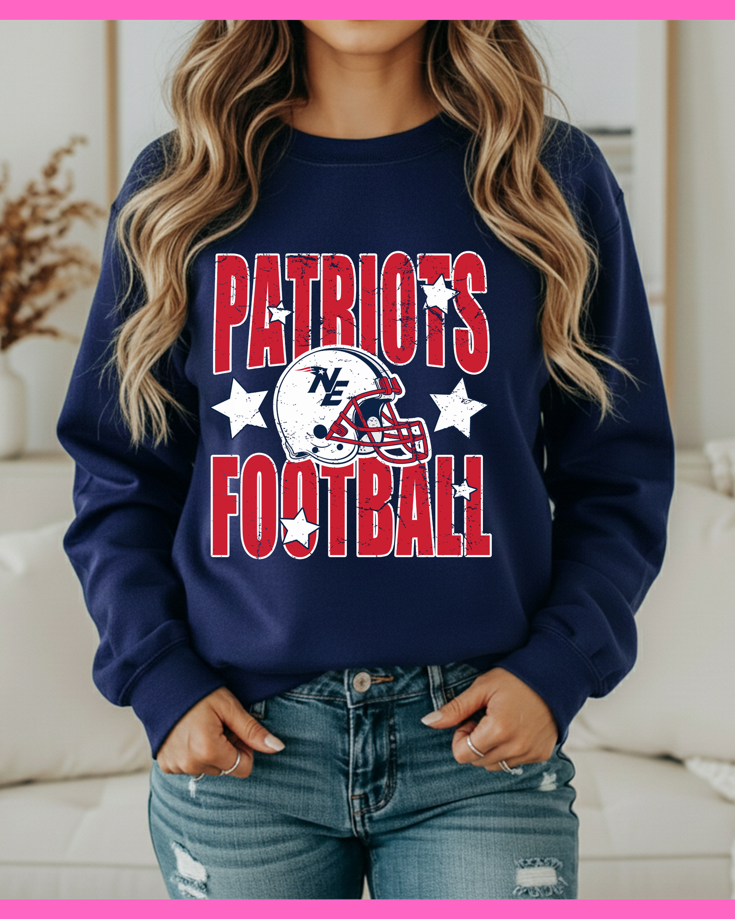 NEW ENGLAND FOOTBALL NEW STARS SWEATSHIRT (NAVY)