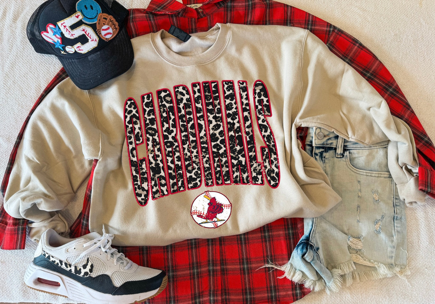 CARDINALS LEOPARD SWEATSHIRT (SAND)