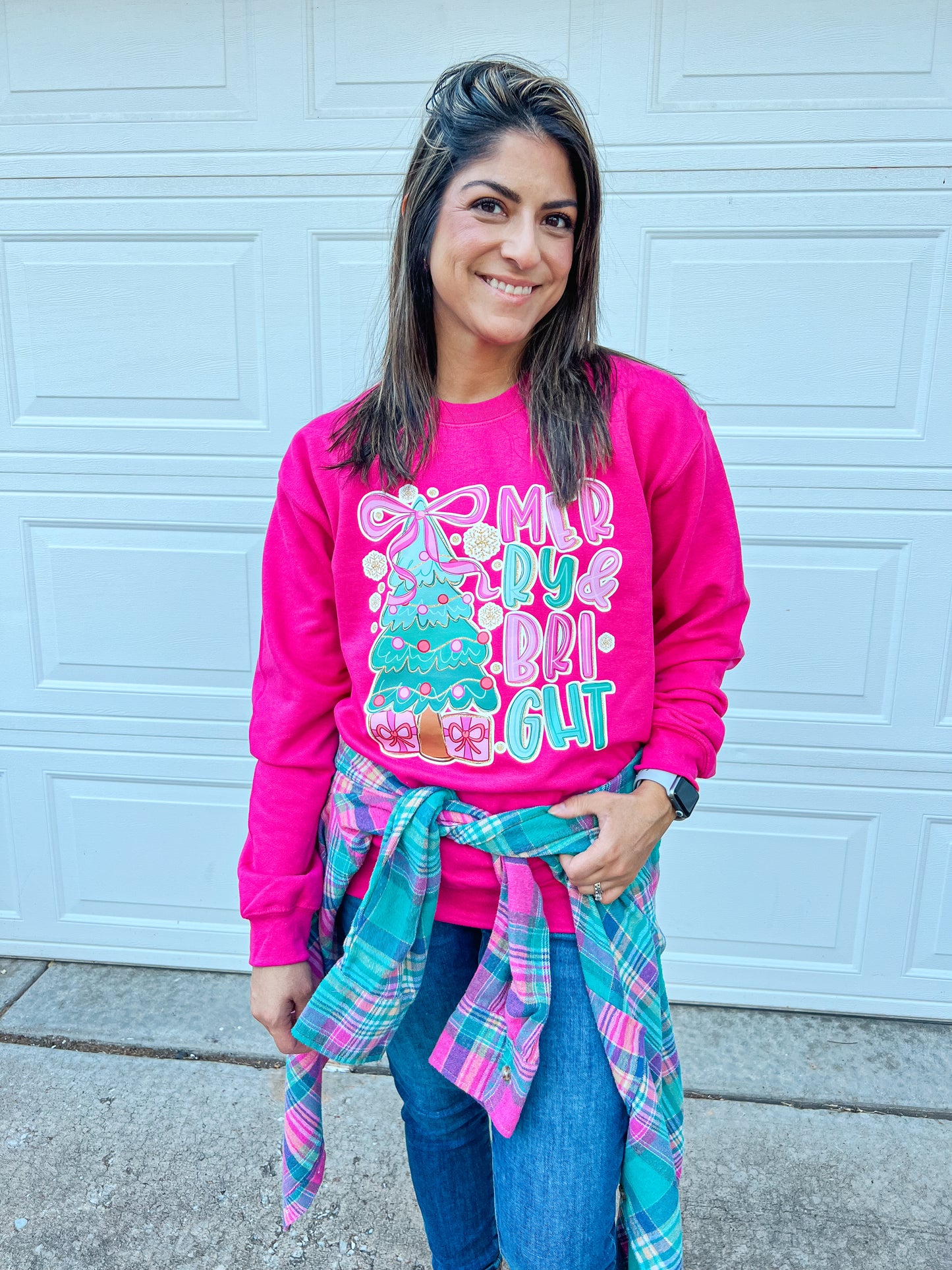 MERRY AND BRIGHT SWEATSHIRT (PINK)