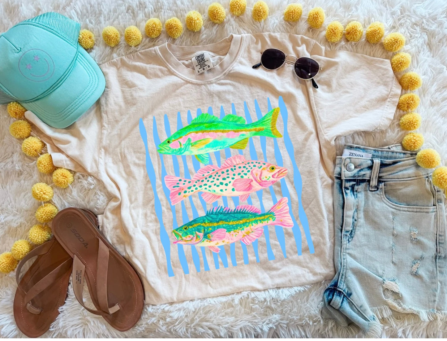 COLORFUL FISH TEE (IVORY)