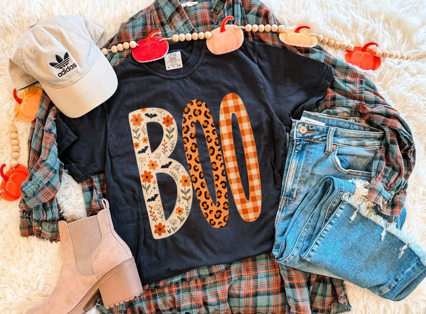 BOO PATTERN TEE (BLACK)