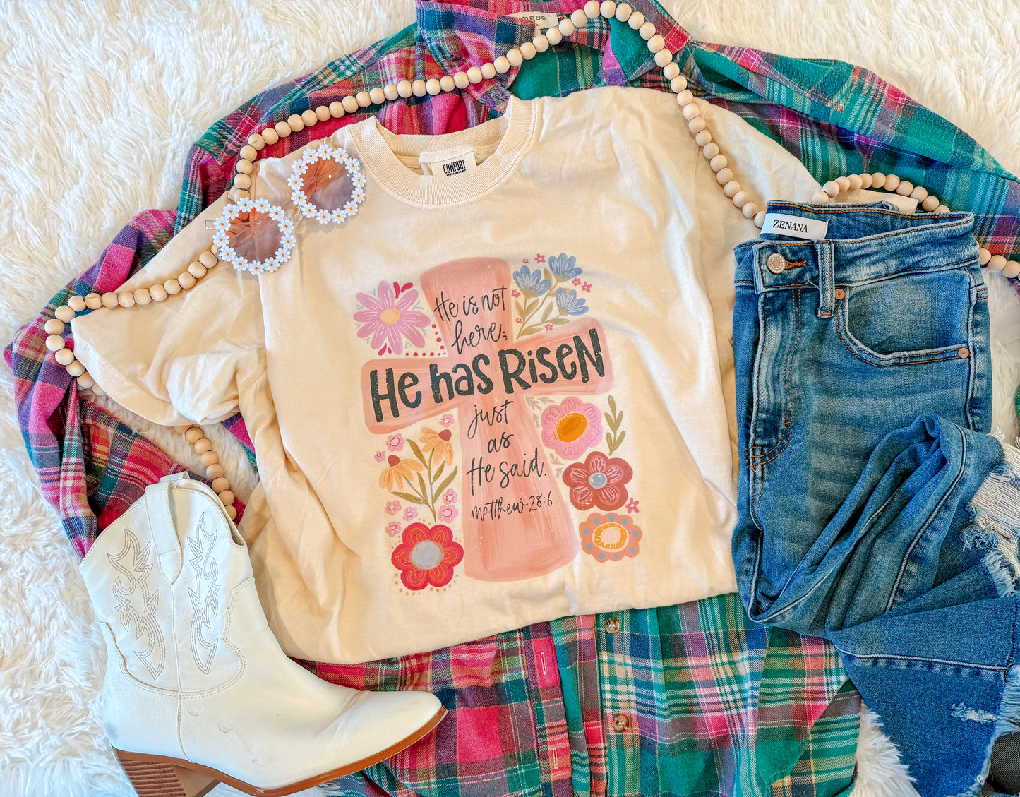 HE HAS RISEN TEE (IVORY)