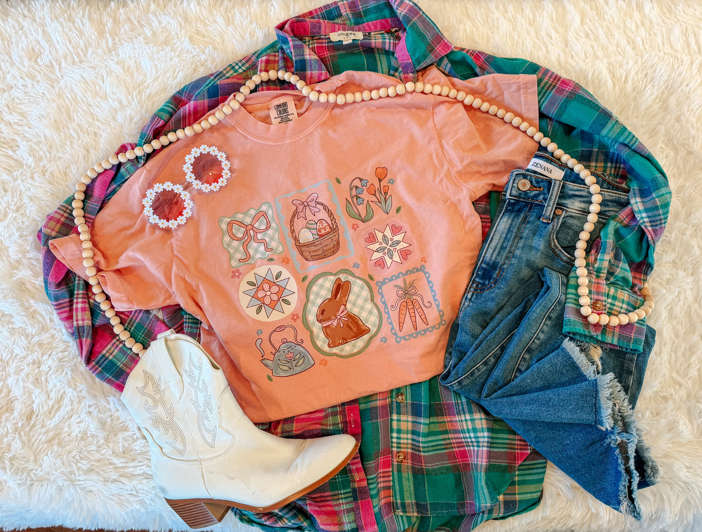 EASTER COLLAGE TEE (PEACH)