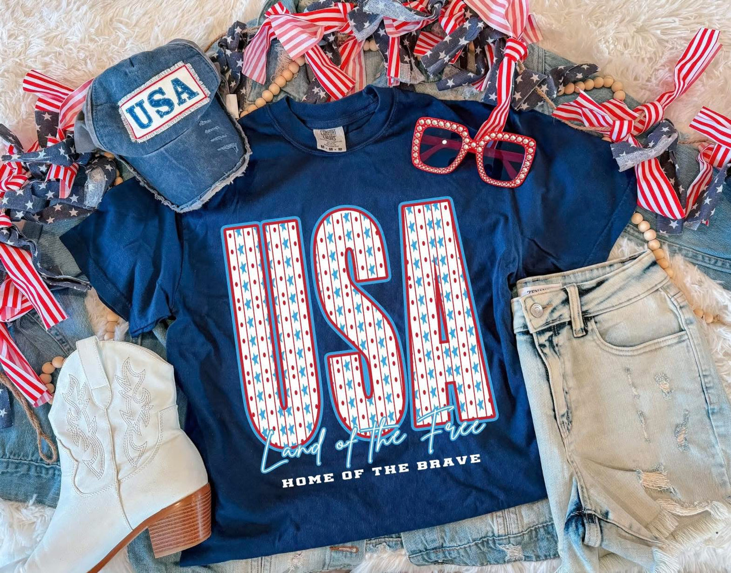 USA STARS AND STRIPES TEE (NAVY)