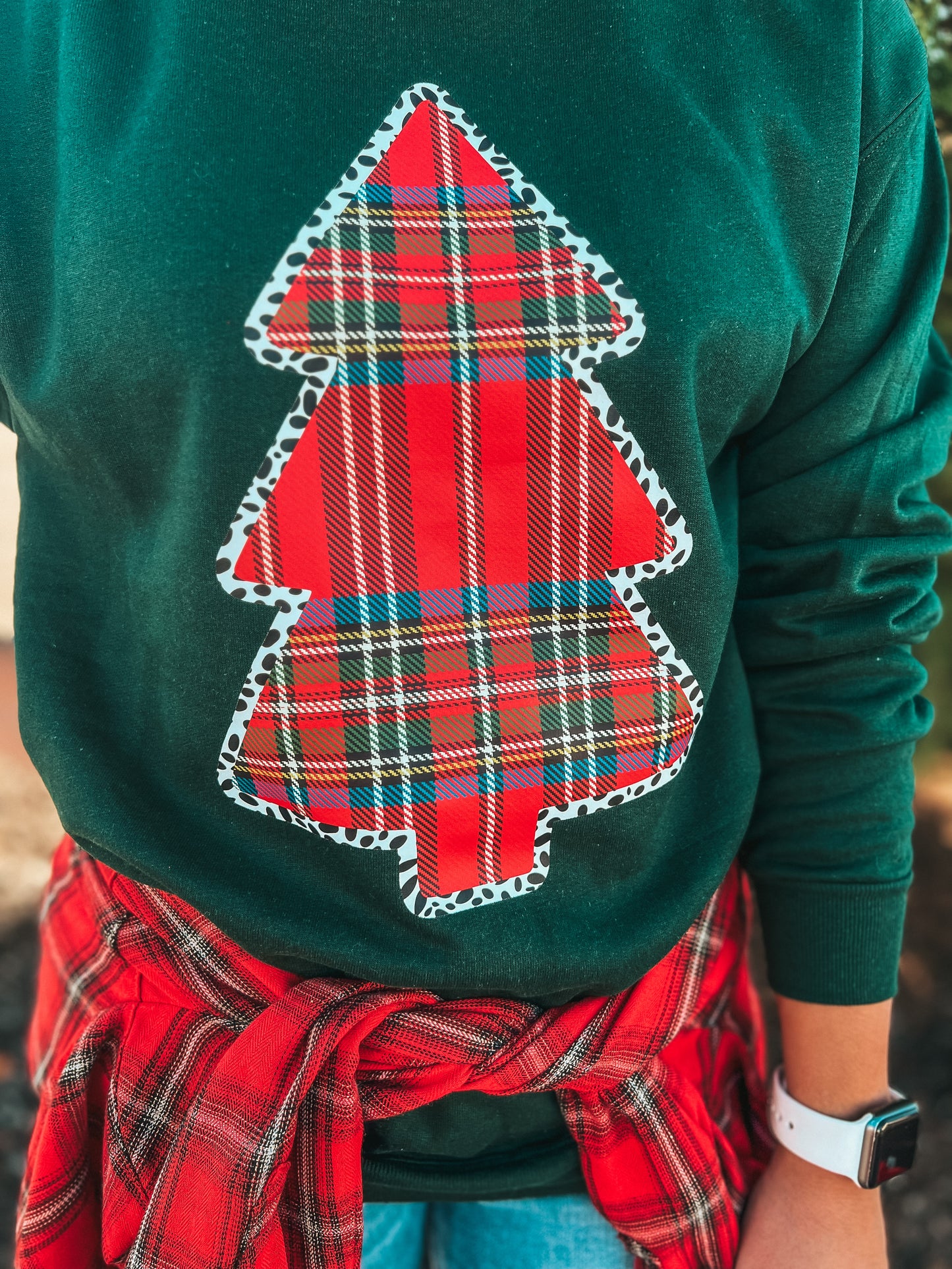 PLAID CHRISTMAS TREE SWEATSHIRT
