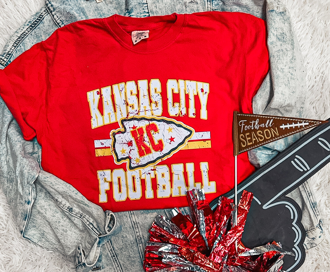 KANSAS CITY FOOTBALL BLOCK TEE (RED CC)