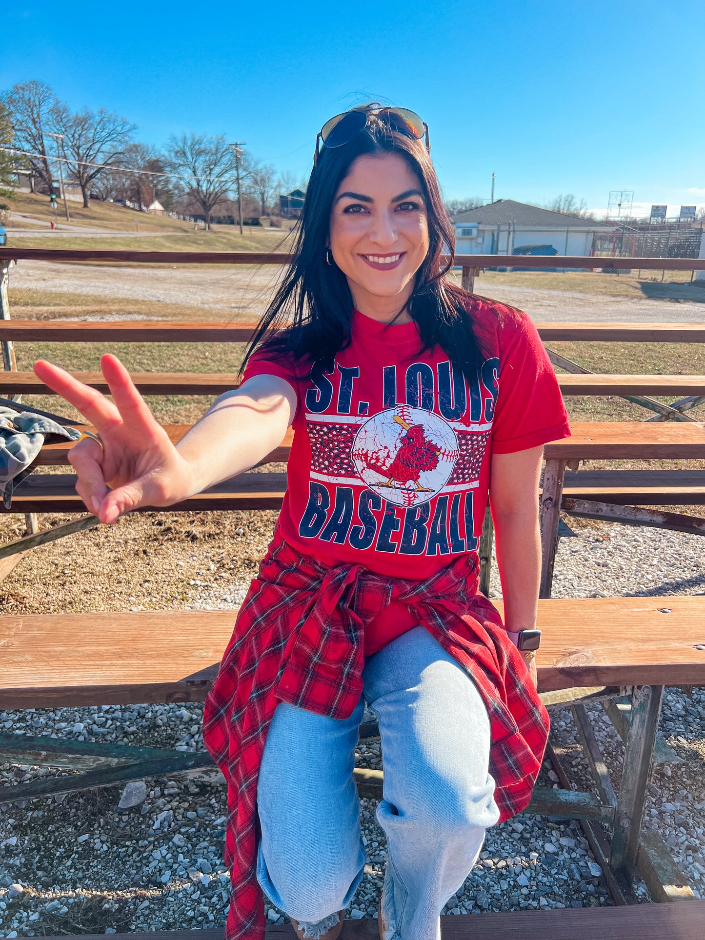 ST LOUIS BASEBALL LEOPARD TEE (RED CC)
