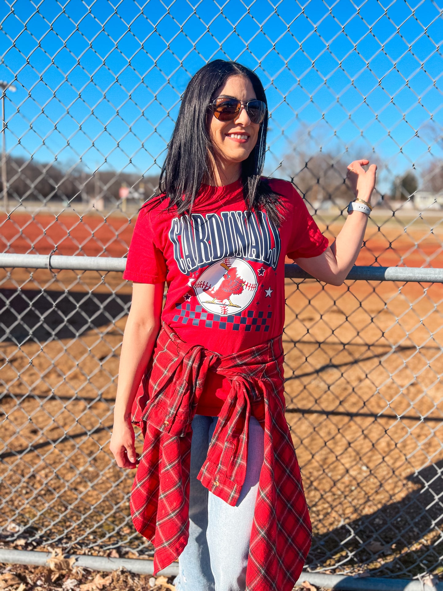 CARDINALS STARS AND CHECK TEE (RED CC)