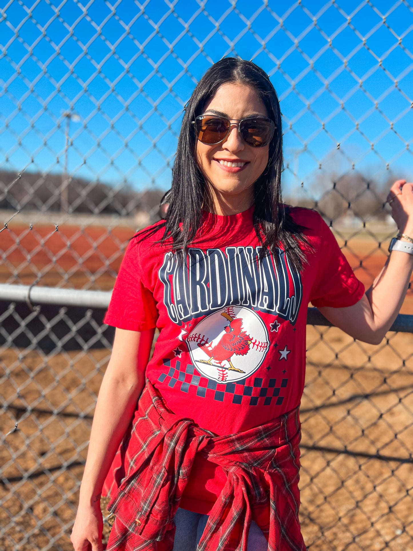 CARDINALS STARS AND CHECK TEE (RED CC)