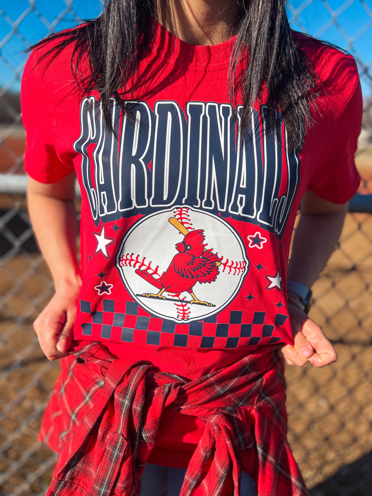 CARDINALS STARS AND CHECK TEE (RED CC)