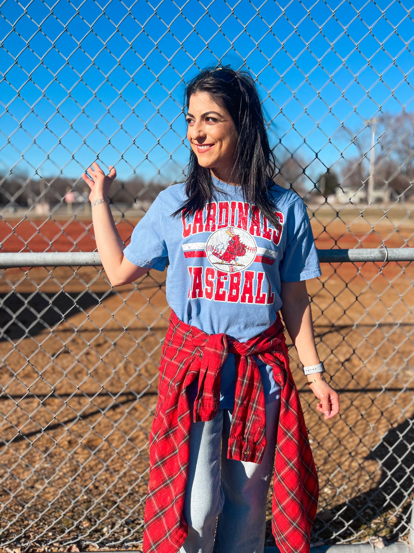 CARDINALS BASEBALL VARSITY BLOCK TEE (WASHED DENIM CC)