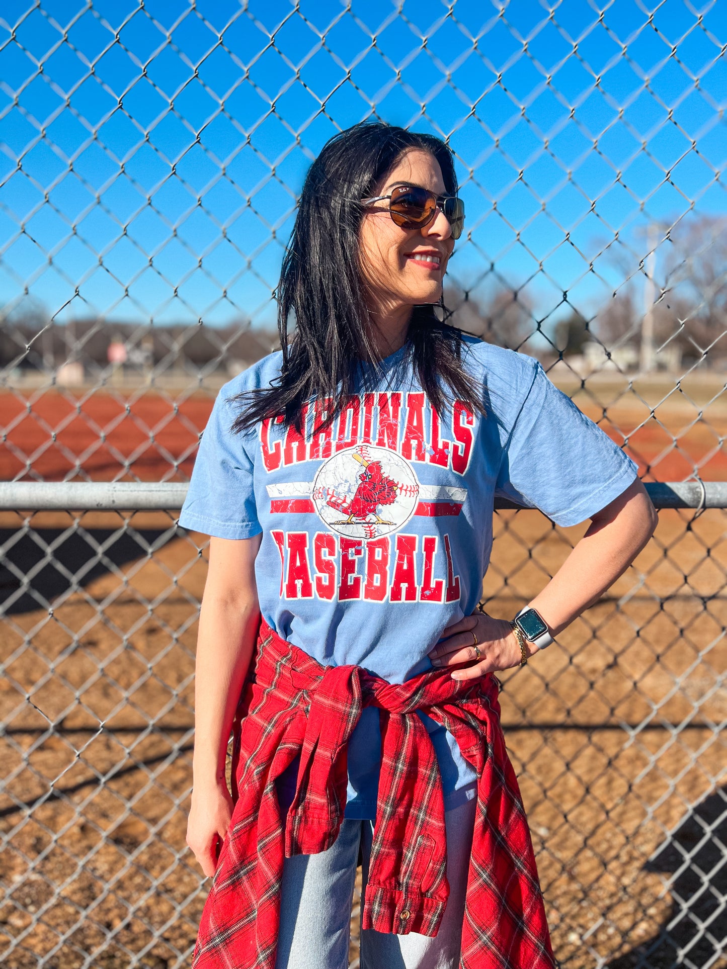 CARDINALS BASEBALL VARSITY BLOCK TEE (WASHED DENIM CC)