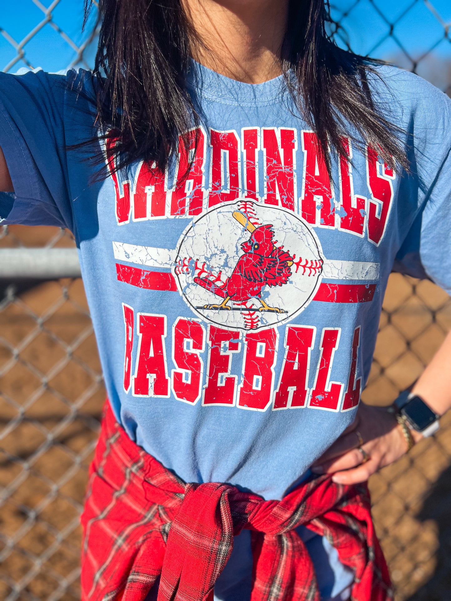 CARDINALS BASEBALL VARSITY BLOCK TEE (WASHED DENIM CC)