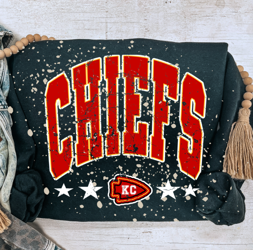CHIEFS STARS BLEACHED SWEATSHIRT (BLK SW)