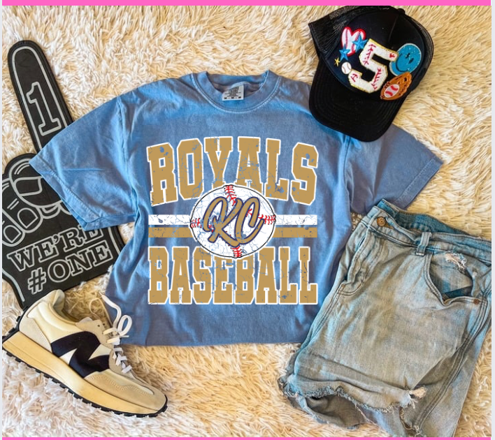 ROYALS BASEBALL BLOCK TEE (WASHED DENIM)