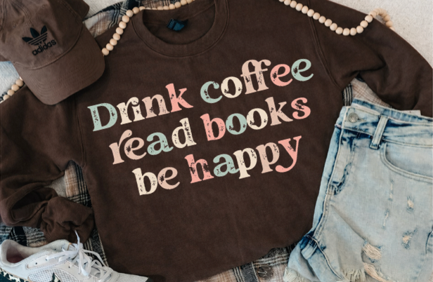 COFFEE AND BOOKS SWEATSHIRT (BROWN)
