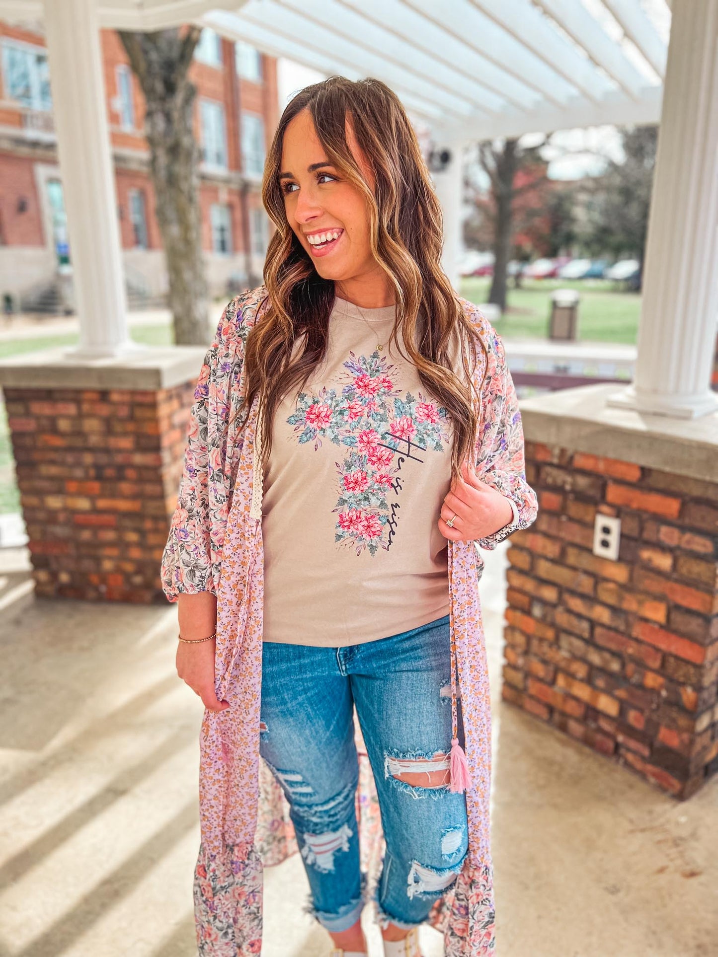 FLORAL CROSS TEE